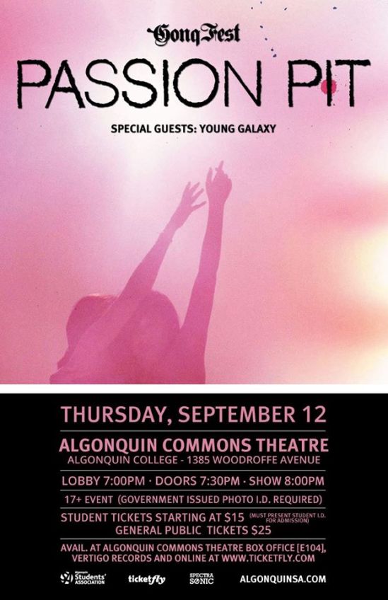 algonquin college, passion pit, young galaxy