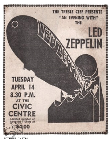 Led Zeppelin, poster, Ottawa, Civic Centre, Canada